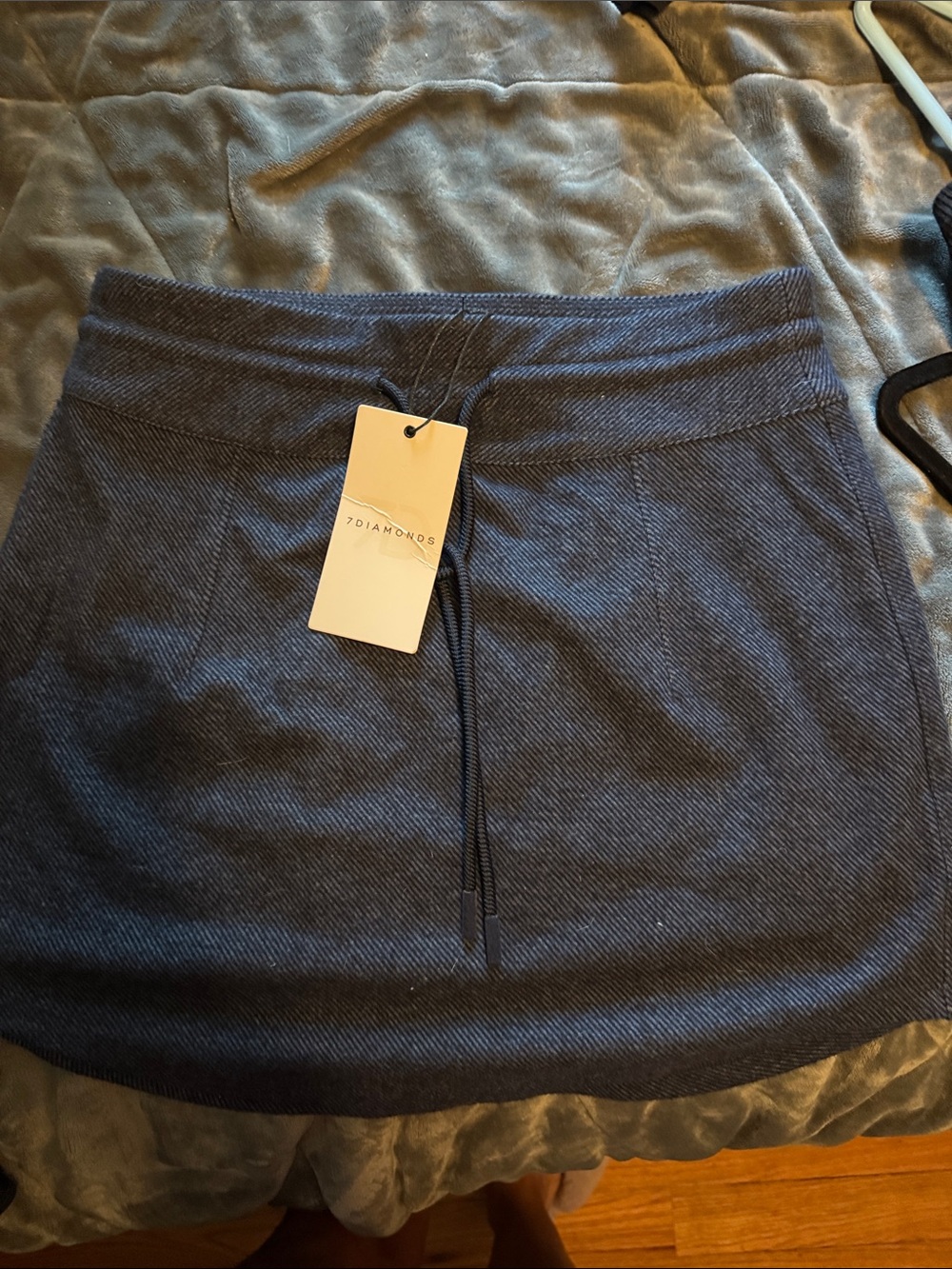 7 Diamonds Dark Navy Drawstring Mini Skirt